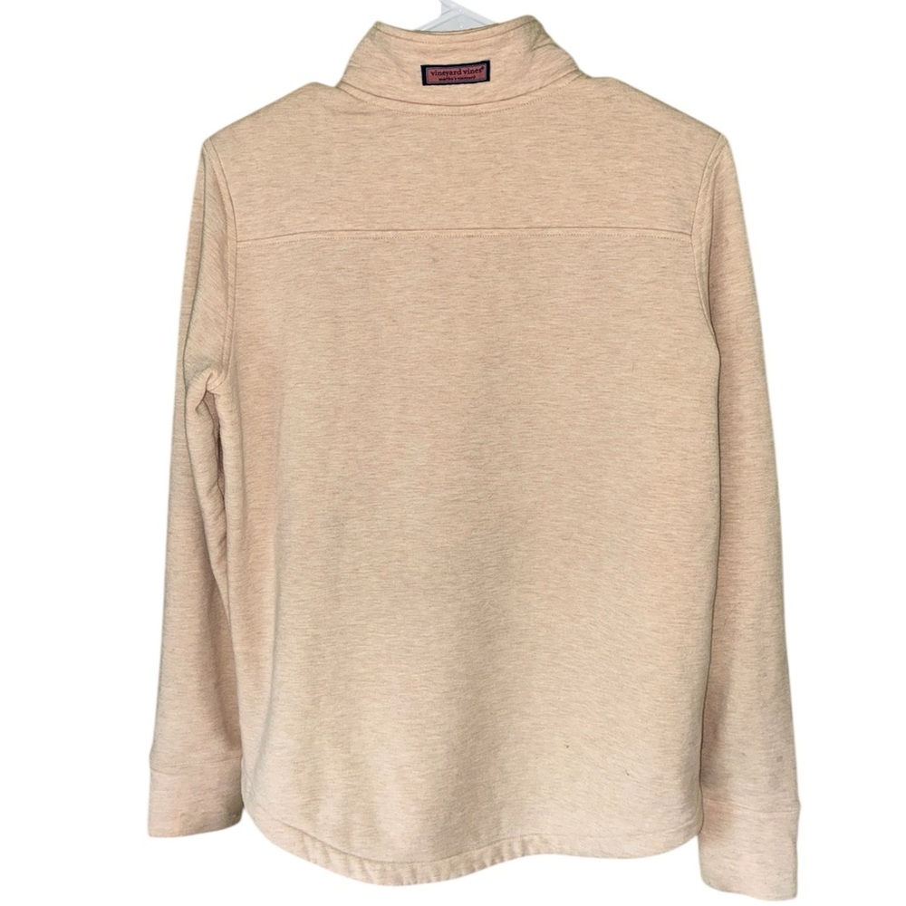 Vineyard Vines Women's Dreamscape Relaxed Shep Shirt Tan Quarter-Zip Heather Oat - Picture 6 of 8
